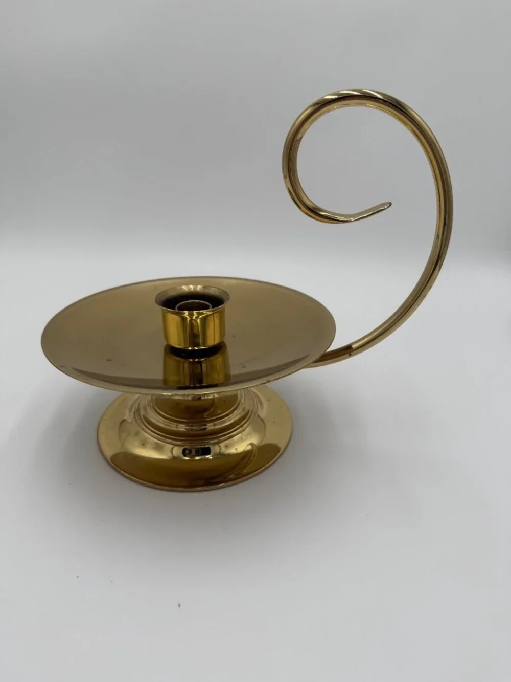 Vintage Baldwin Brass Chamberstick Candle Holder Large Swirl Handle